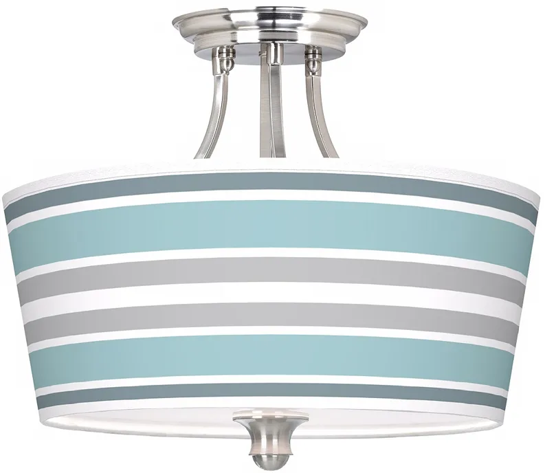 Multi Color Stripes Tapered Drum Giclee Ceiling Light
