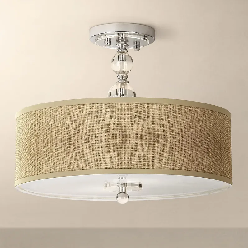 Giclee Gallery Burlap Print 16" Wide Semi-Flush Ceiling Light