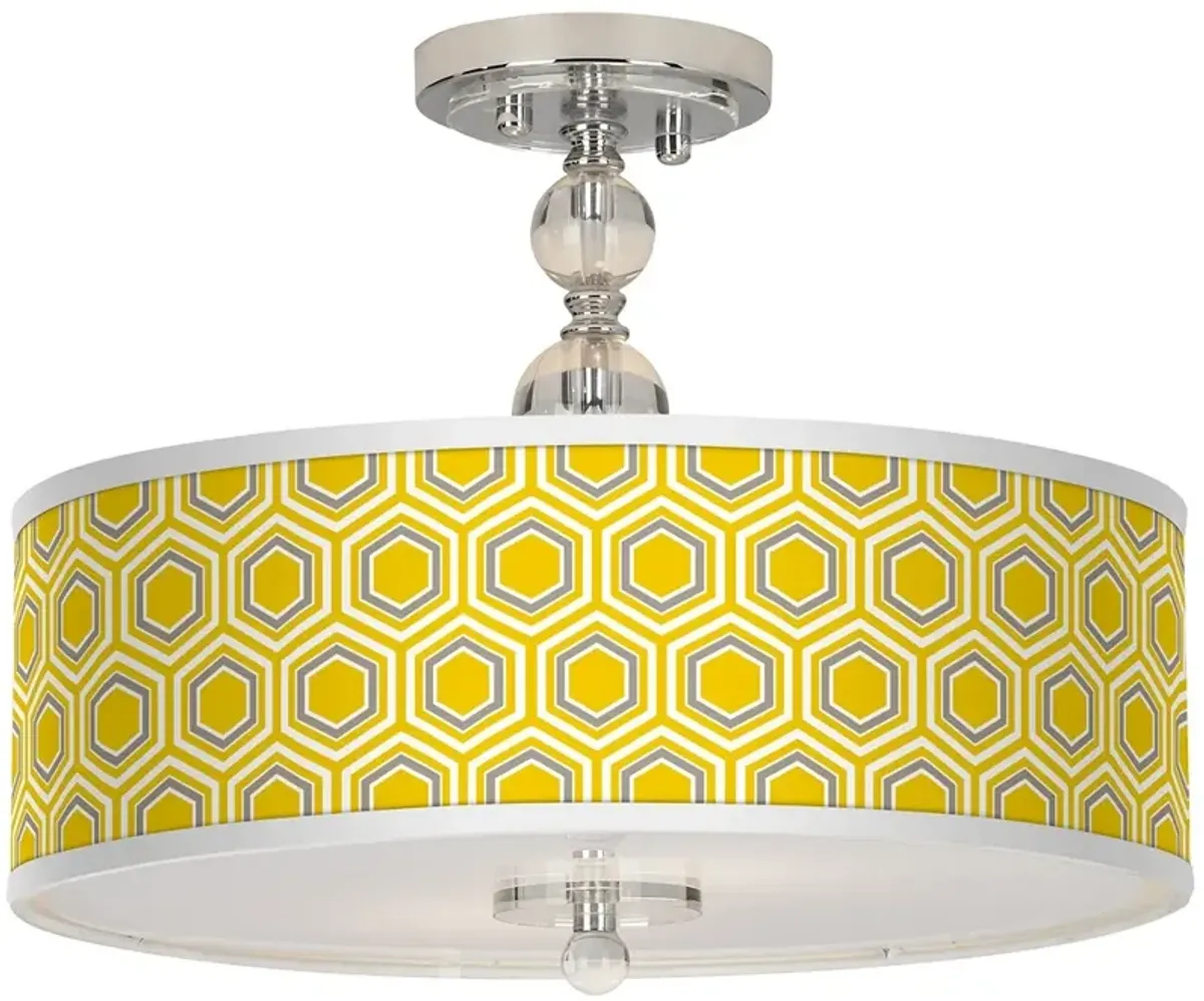 Honeycomb Giclee 16" Wide Semi-Flush Ceiling Light