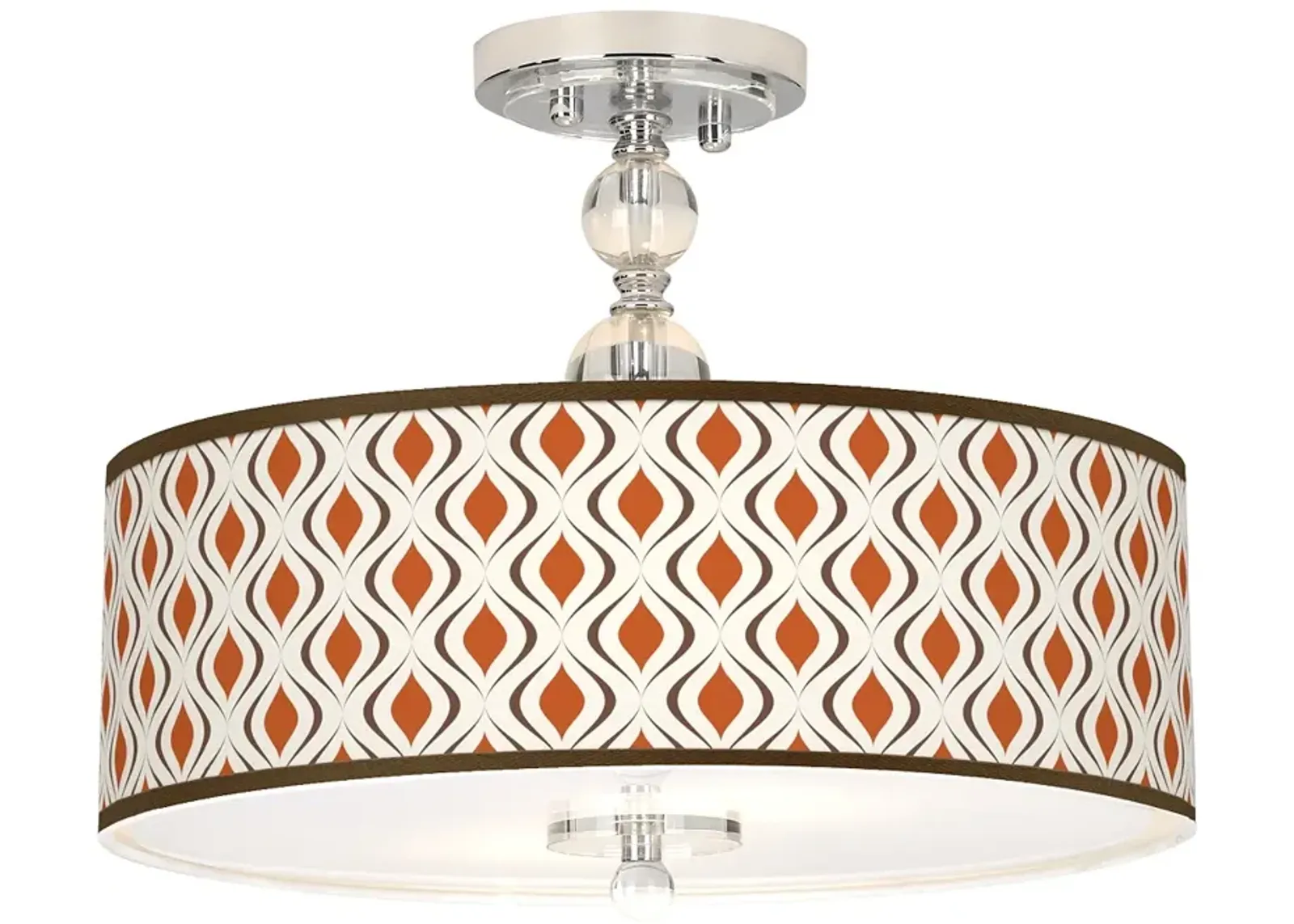 Retro Lattice Giclee 16" Wide Semi-Flush Ceiling Light