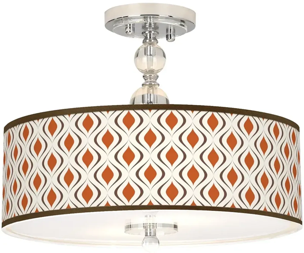 Retro Lattice Giclee 16" Wide Semi-Flush Ceiling Light