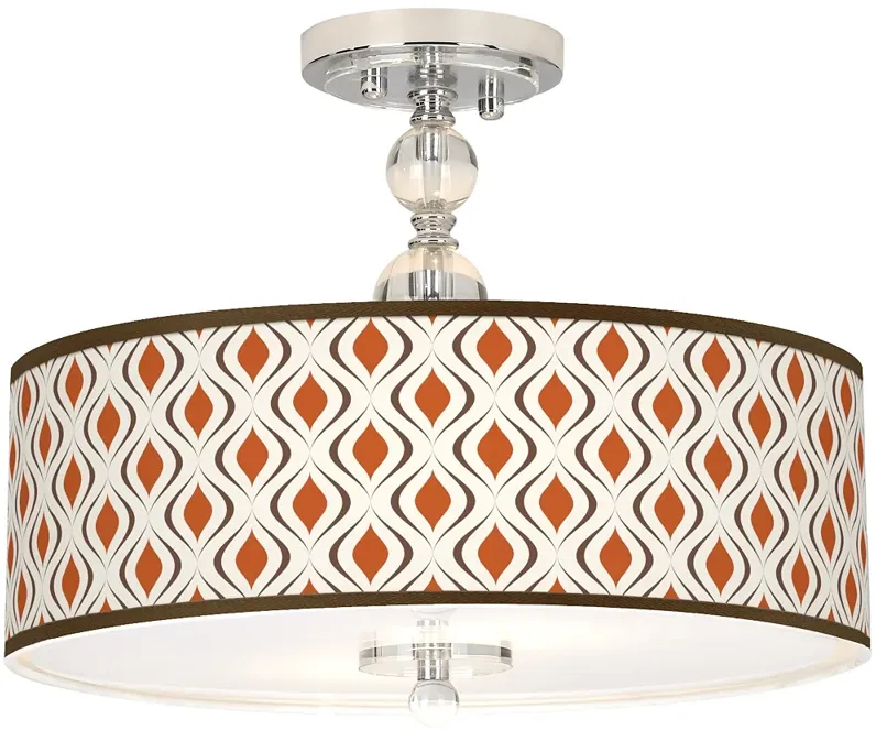 Retro Lattice Giclee 16" Wide Semi-Flush Ceiling Light