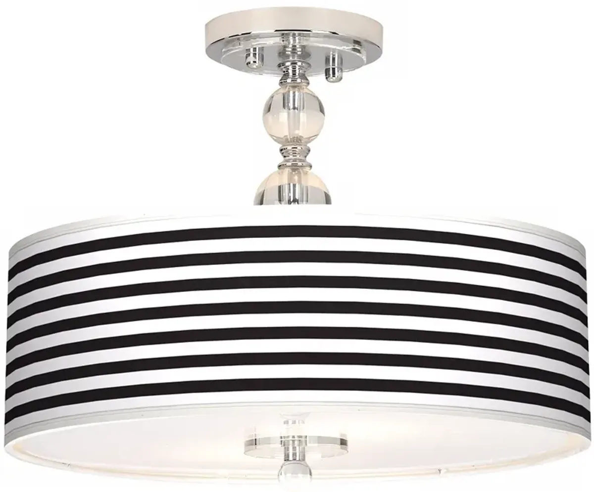 Black Horizontal Stripe 16" Wide Semi-Flush Ceiling Light