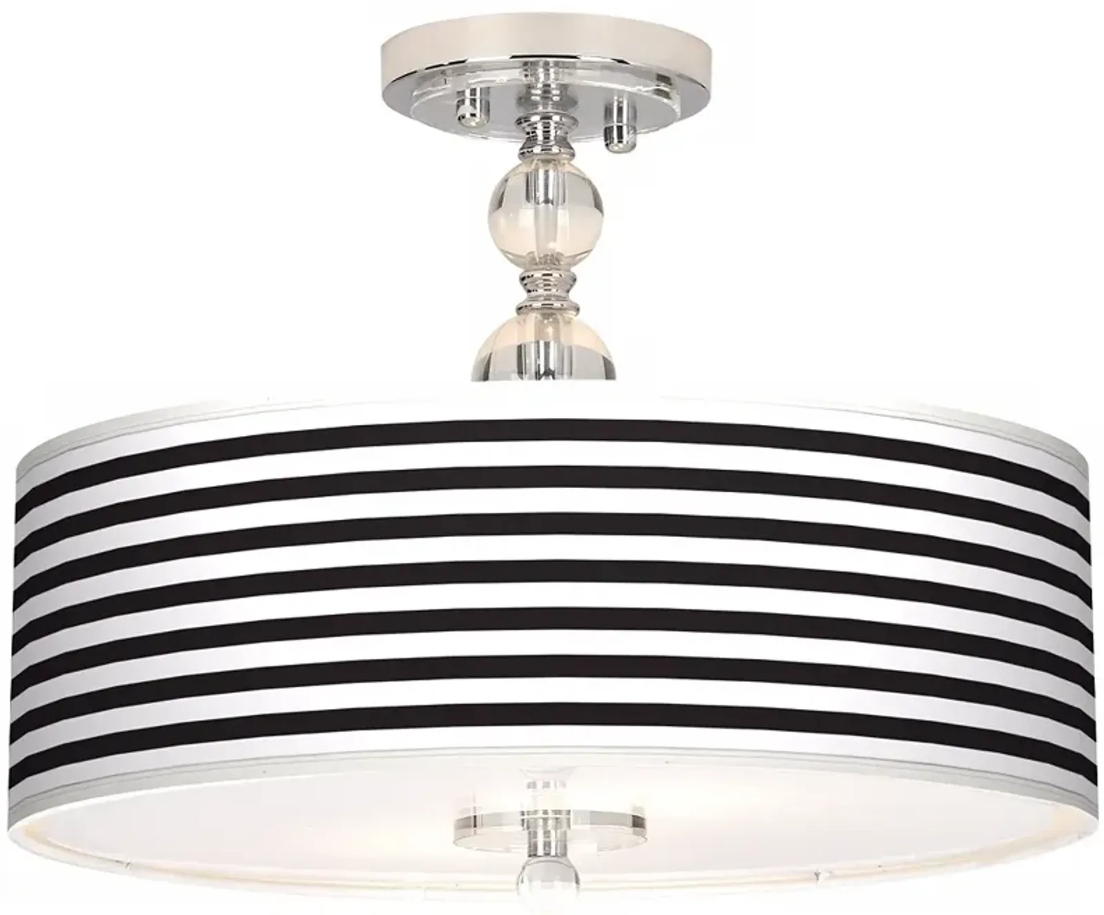 Black Horizontal Stripe 16" Wide Semi-Flush Ceiling Light