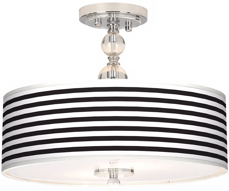 Black Horizontal Stripe 16" Wide Semi-Flush Ceiling Light
