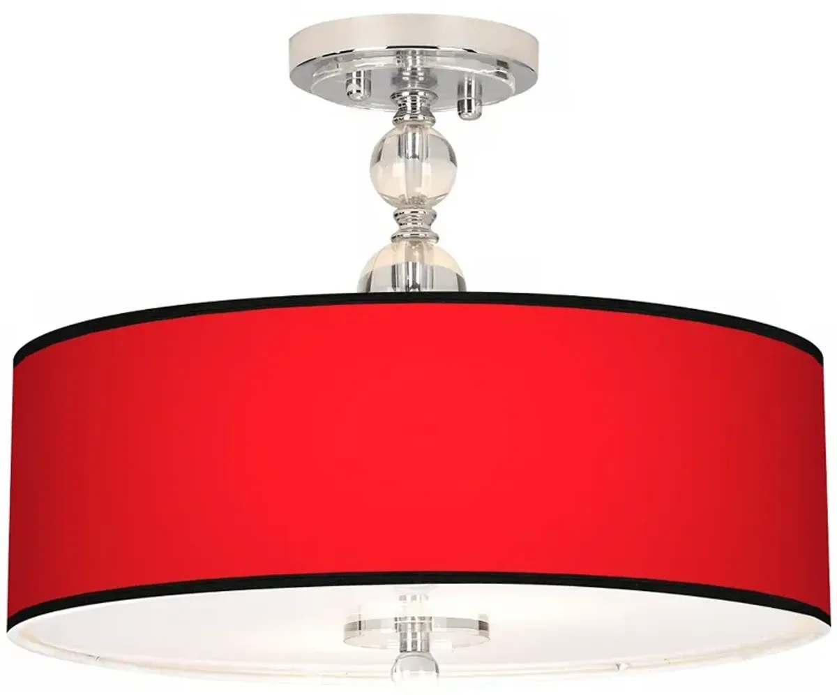 All Red Giclee 16" Wide Semi-Flush Ceiling Light