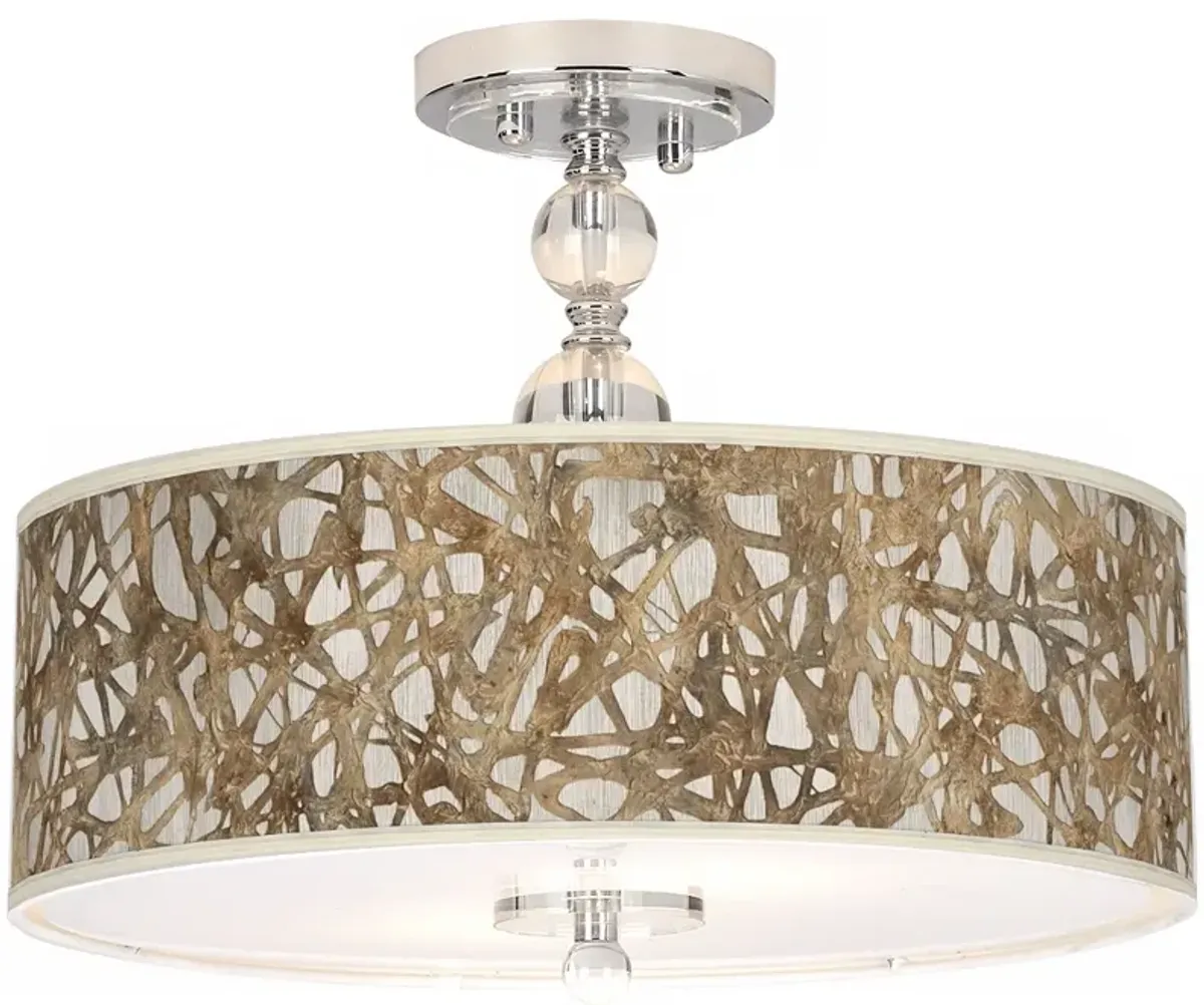 Organic Nest Giclee 16" Wide Semi-Flush Ceiling Light