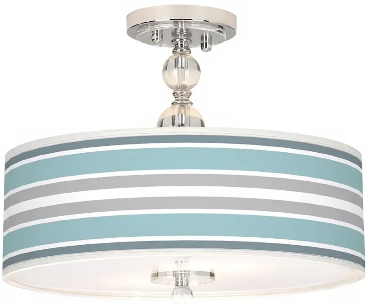 Giclee Gallery Multi Color Stripes 16" Wide Semi-Flush Ceiling Light