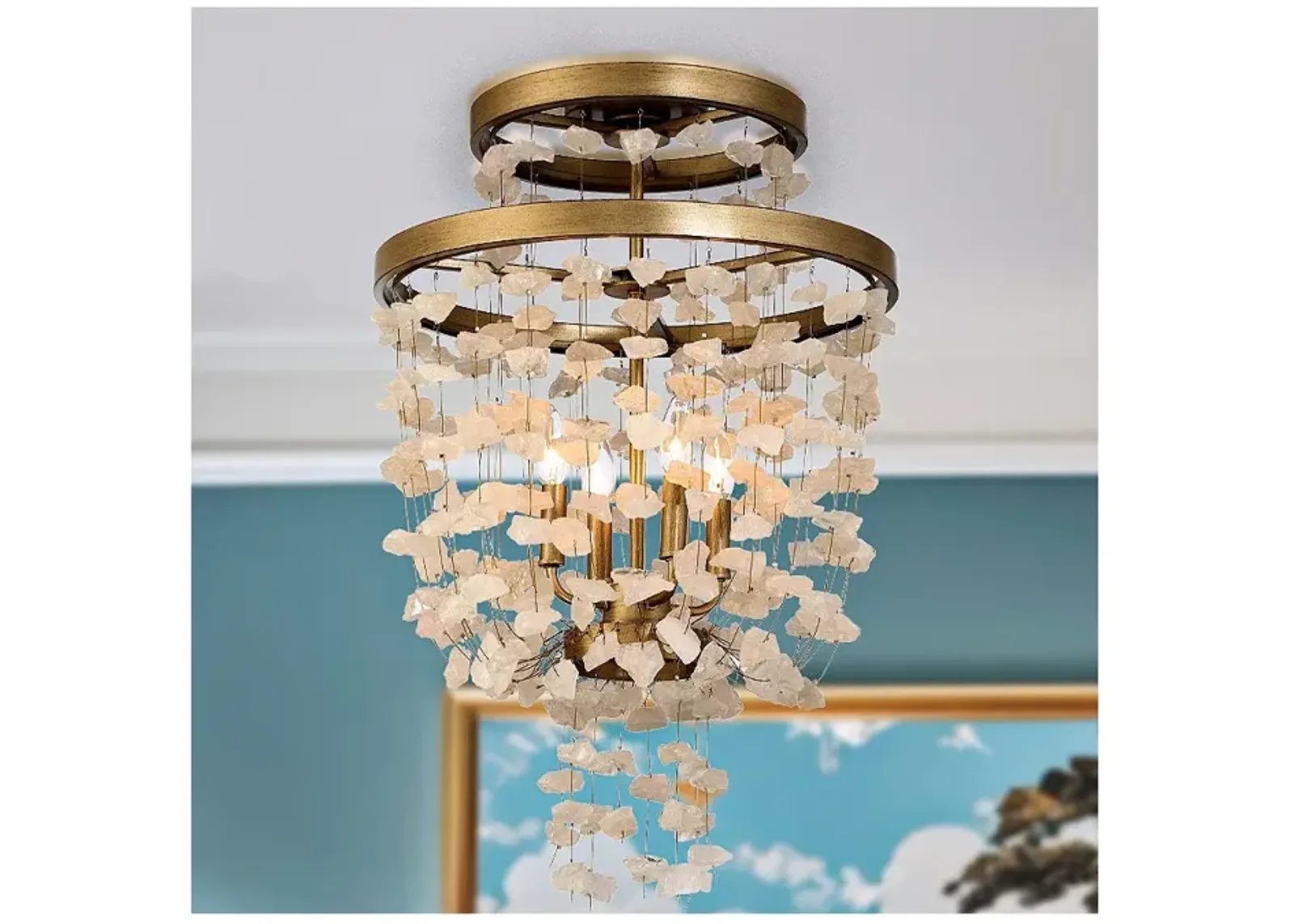 Metropolitan Stonybrook 4-Light Harvest Gold Pendant Semi Flush