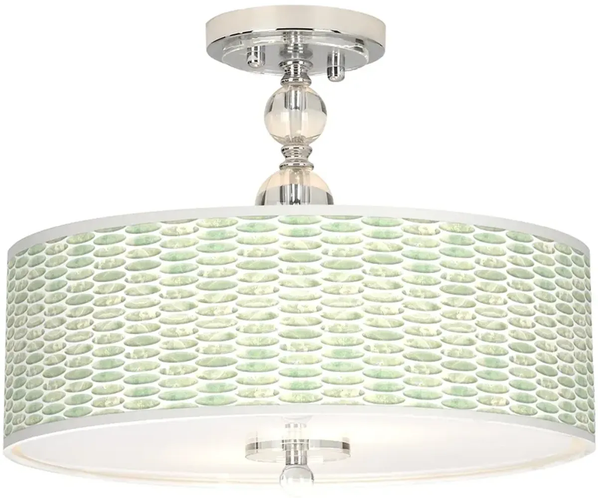 Oval Tempo Giclee 16" Wide Semi-Flush Ceiling Light