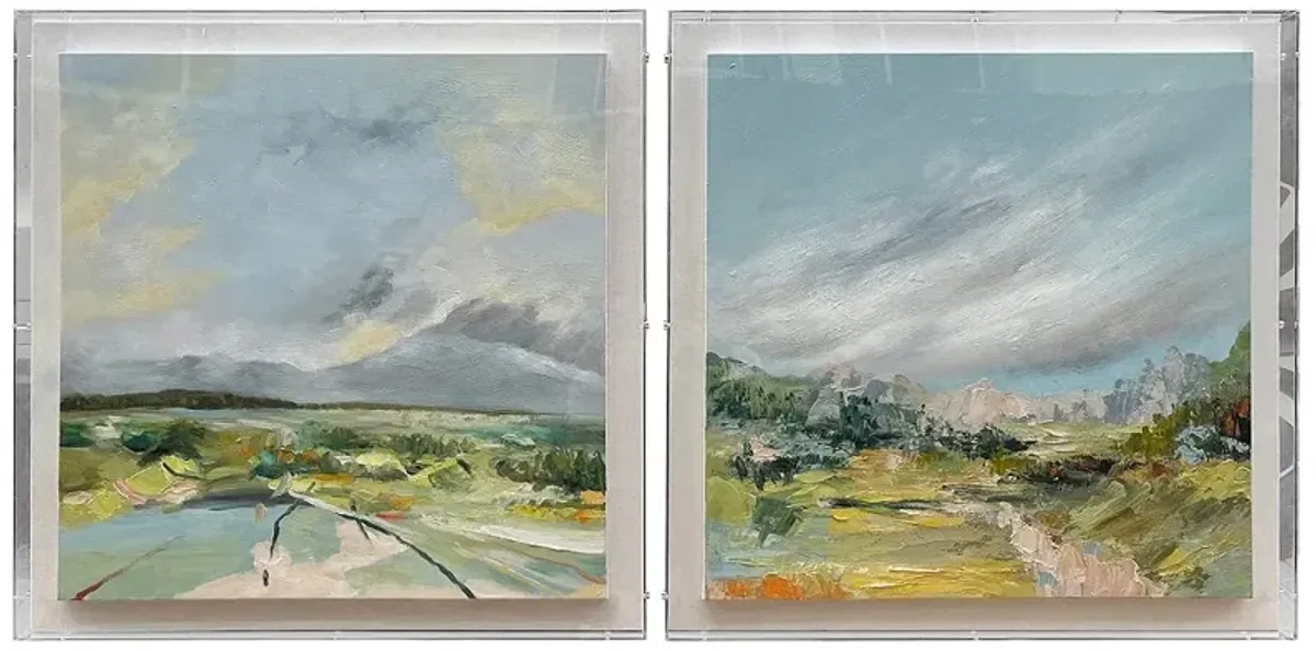 Greene Lands Framed Canvas Wall Art Set of 2