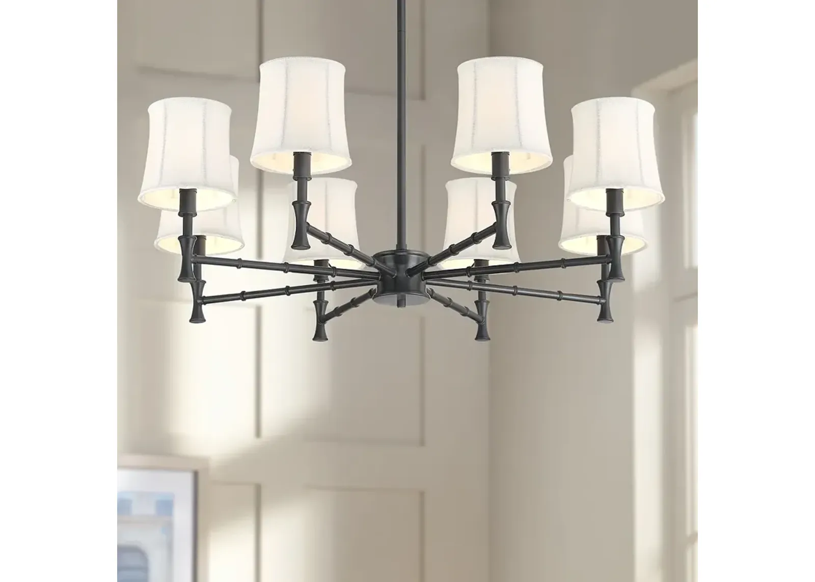 Franklin Iron Works Kenna 28 1/4" Black 8-Light Shade Chandelier