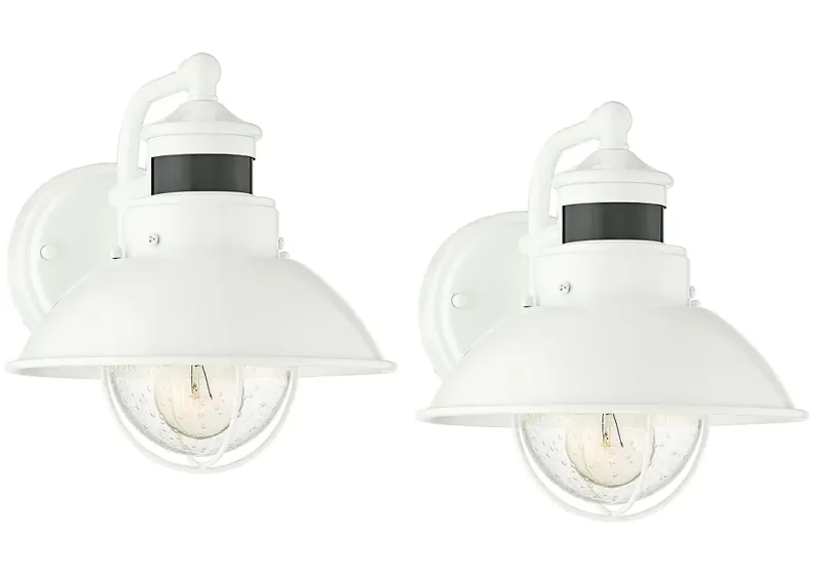 Oberlin 9"H White Dusk to Dawn Motion Sensor Outdoor Light Set of 2