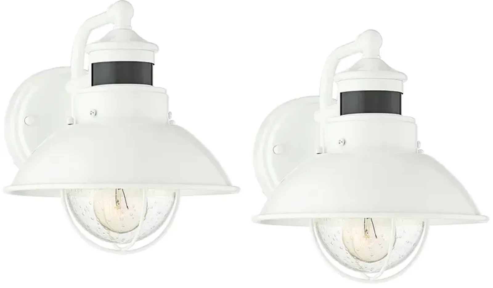 Oberlin 9"H White Dusk to Dawn Motion Sensor Outdoor Light Set of 2