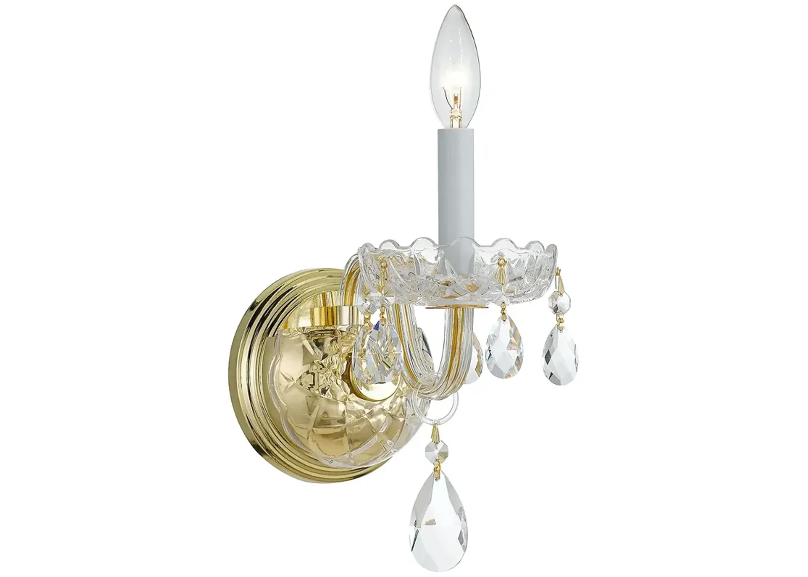 Traditional Crystal 1 Light Clear Crystal Brass Sconce