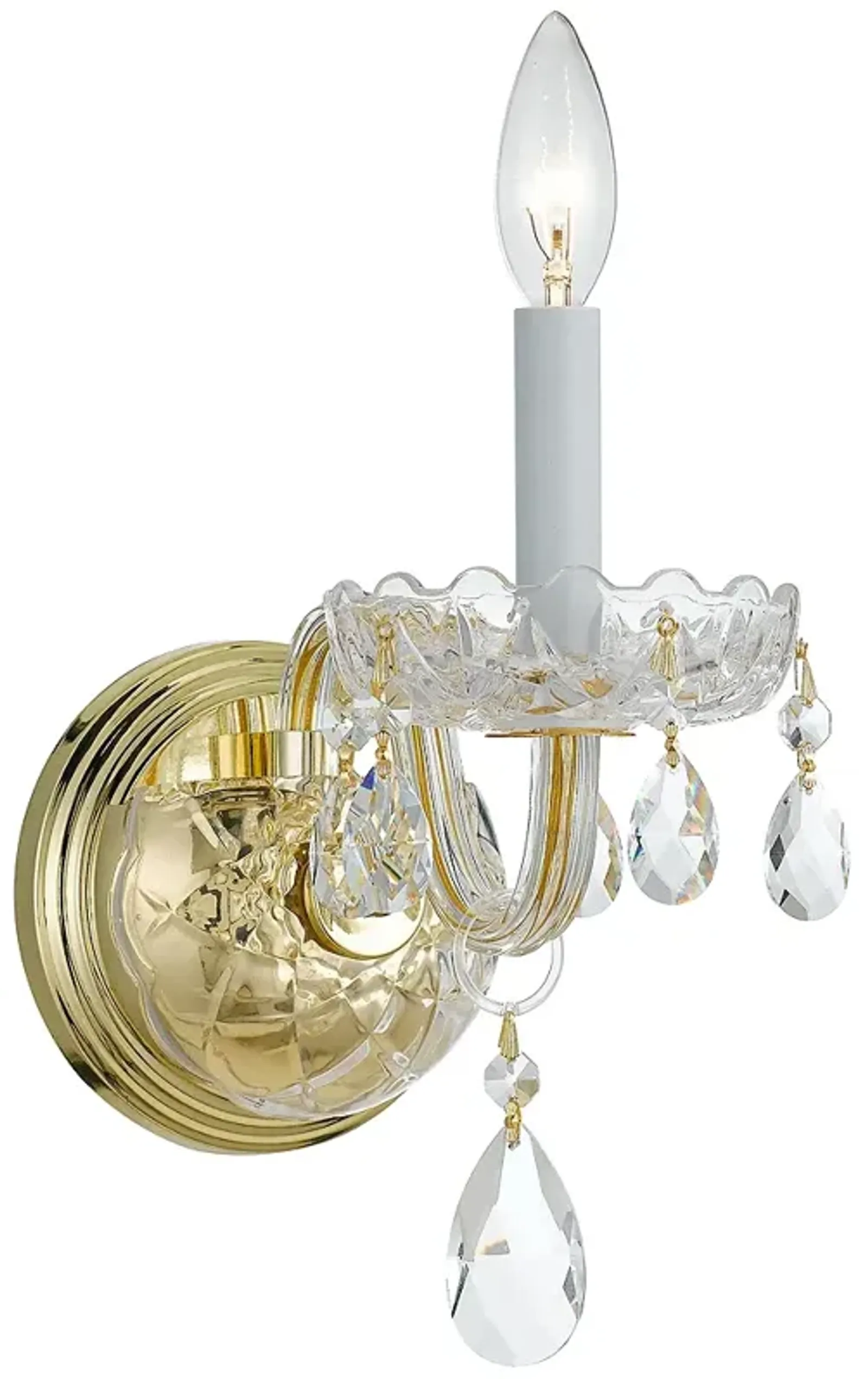 Traditional Crystal 1 Light Clear Crystal Brass Sconce