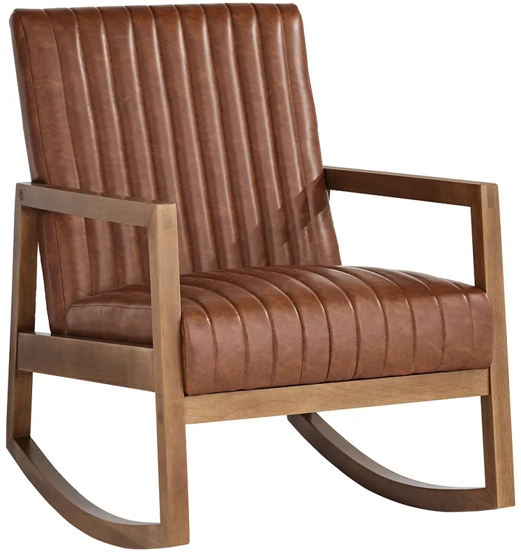 Rust Brown Wood Frame Rocking Chair