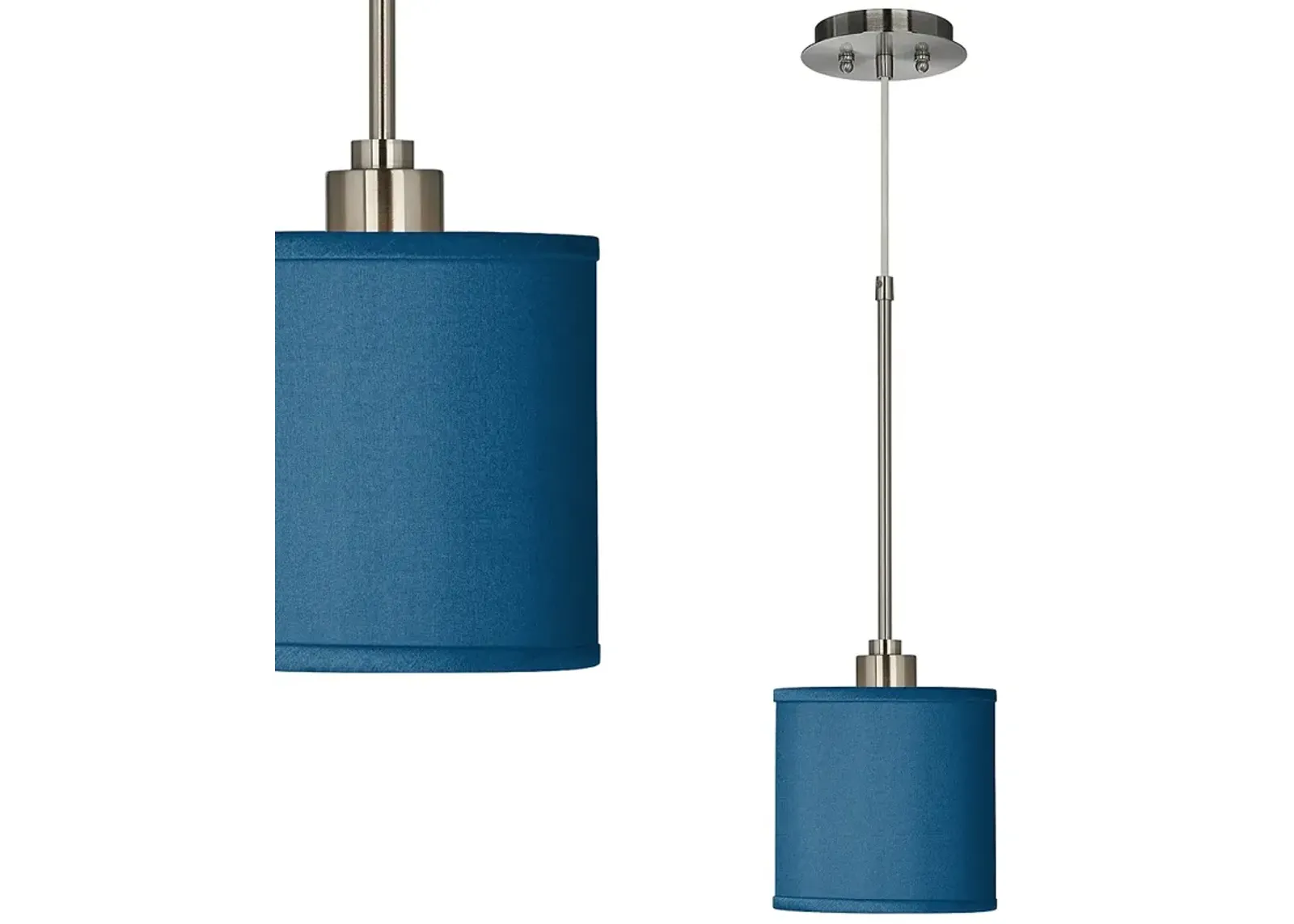 Possini Euro 7" Wide Blue Faux Silk Shade Mini Pendant Light