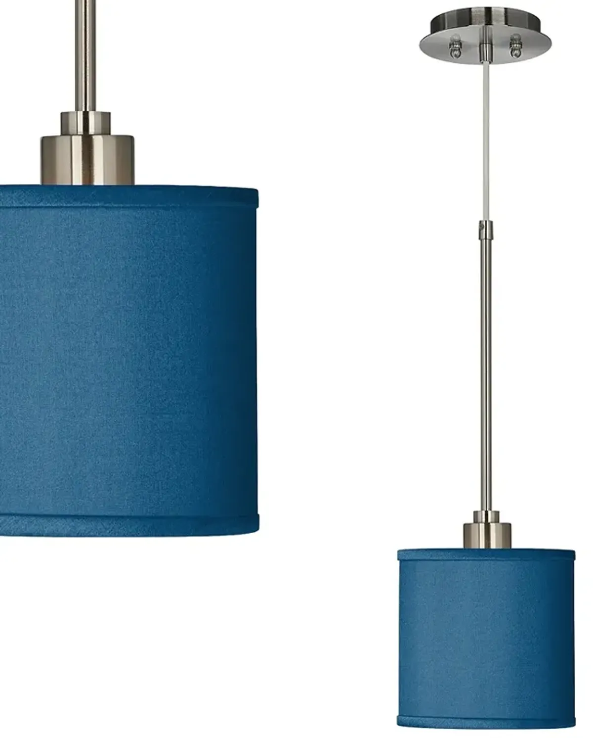 Possini Euro 7" Wide Blue Faux Silk Shade Mini Pendant Light