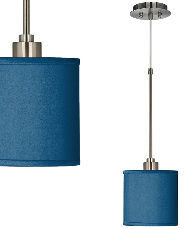 Possini Euro 7" Wide Blue Faux Silk Shade Mini Pendant Light