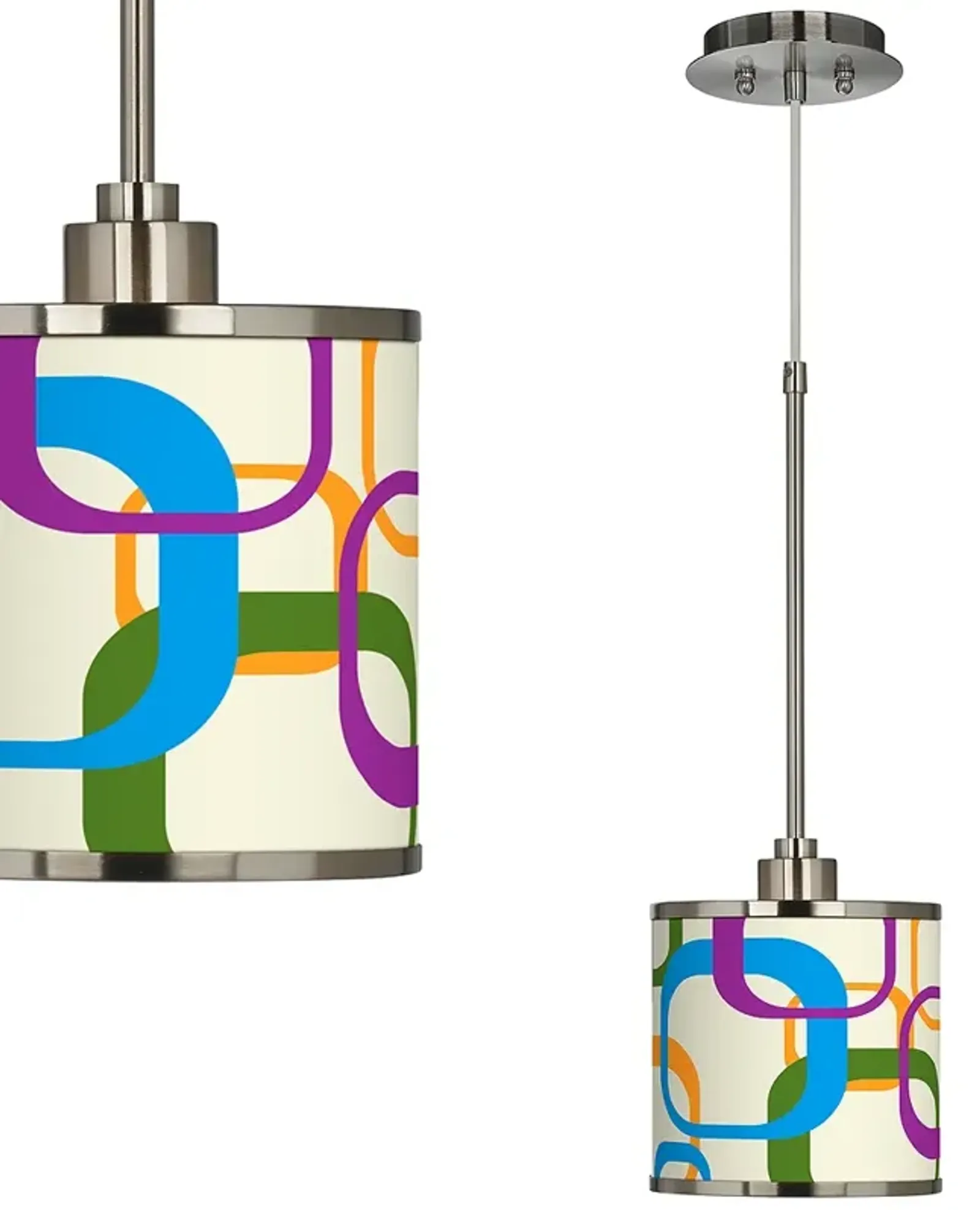 Retro Square Scramble Giclee Glow Mini Pendant Light