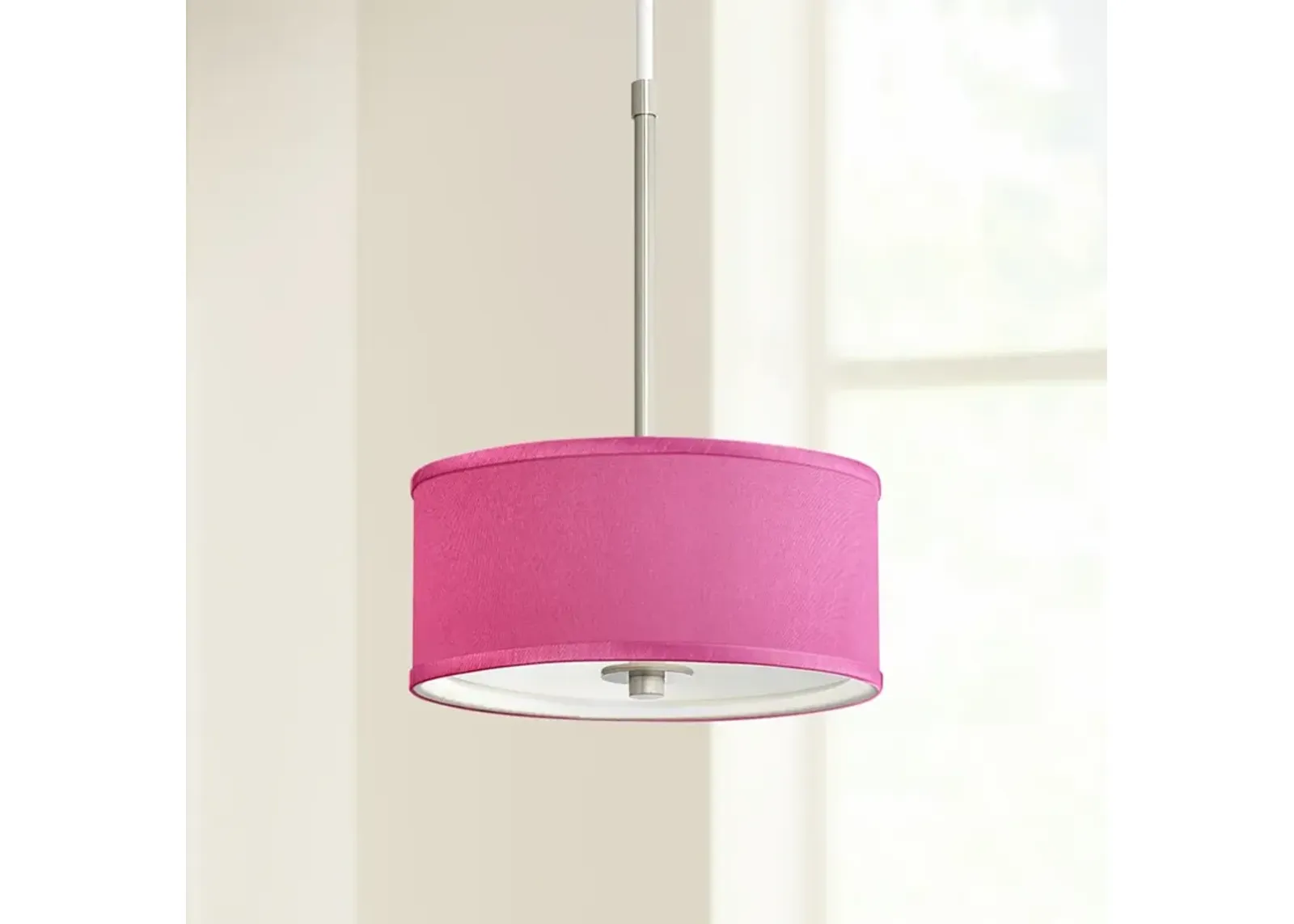 Possini Euro 10 1/4" Wide Faux Silk Pink Orchid Modern Mini Pendant