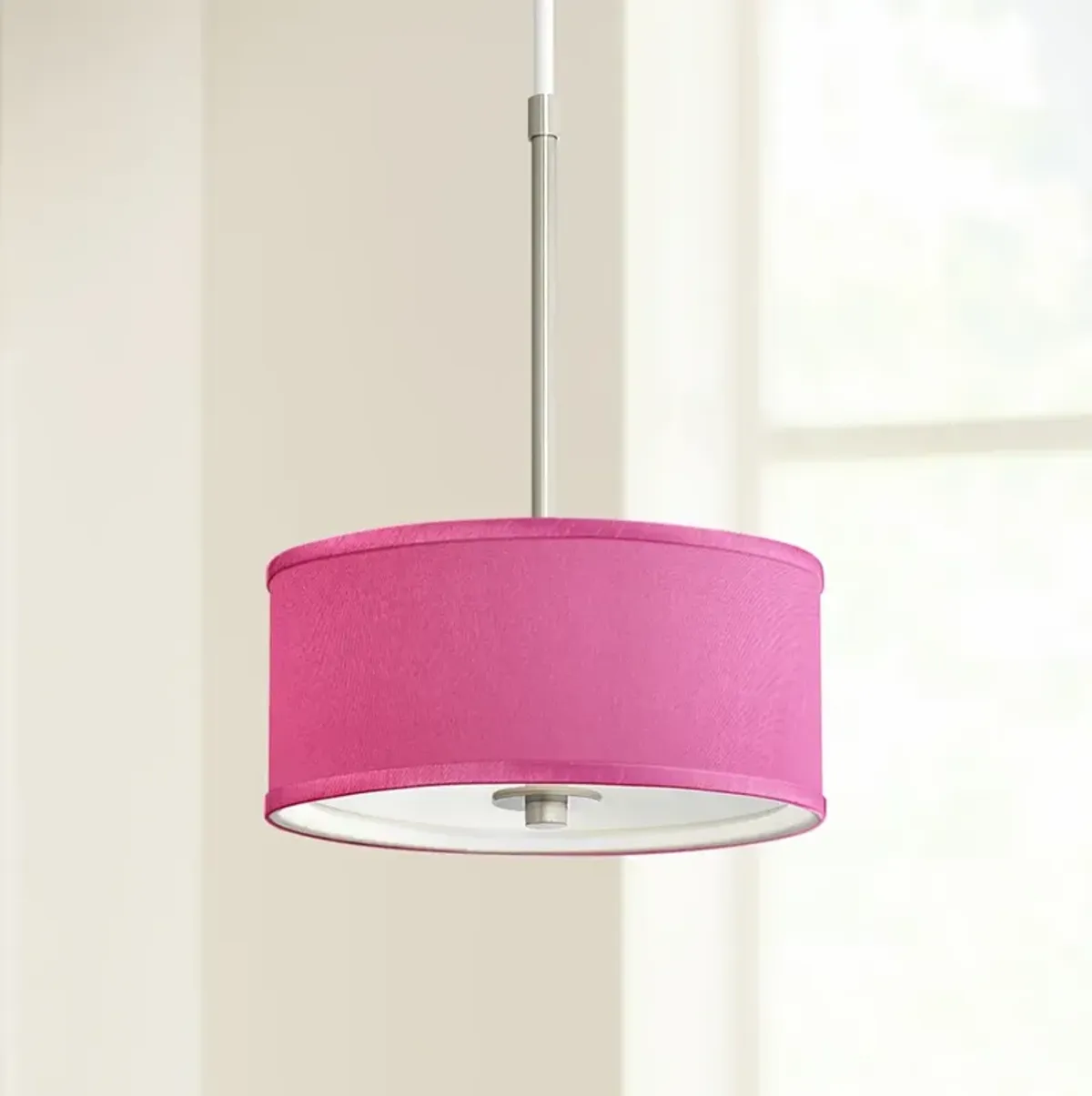 Possini Euro 10 1/4" Wide Faux Silk Pink Orchid Modern Mini Pendant