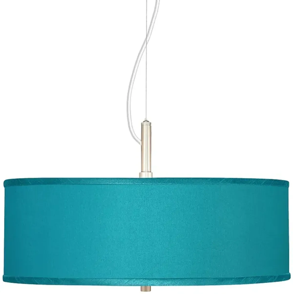 Possini Euro 20" Wide Faux Silk Teal Blue Modern Pendant Chandelier