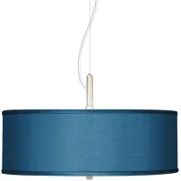 Possini Euro Blue Faux Silk 20" Wide Modern Pendant light