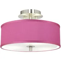 Possini Euro Pink Orchid Faux Silk 14" Wide Steel Ceiling Light