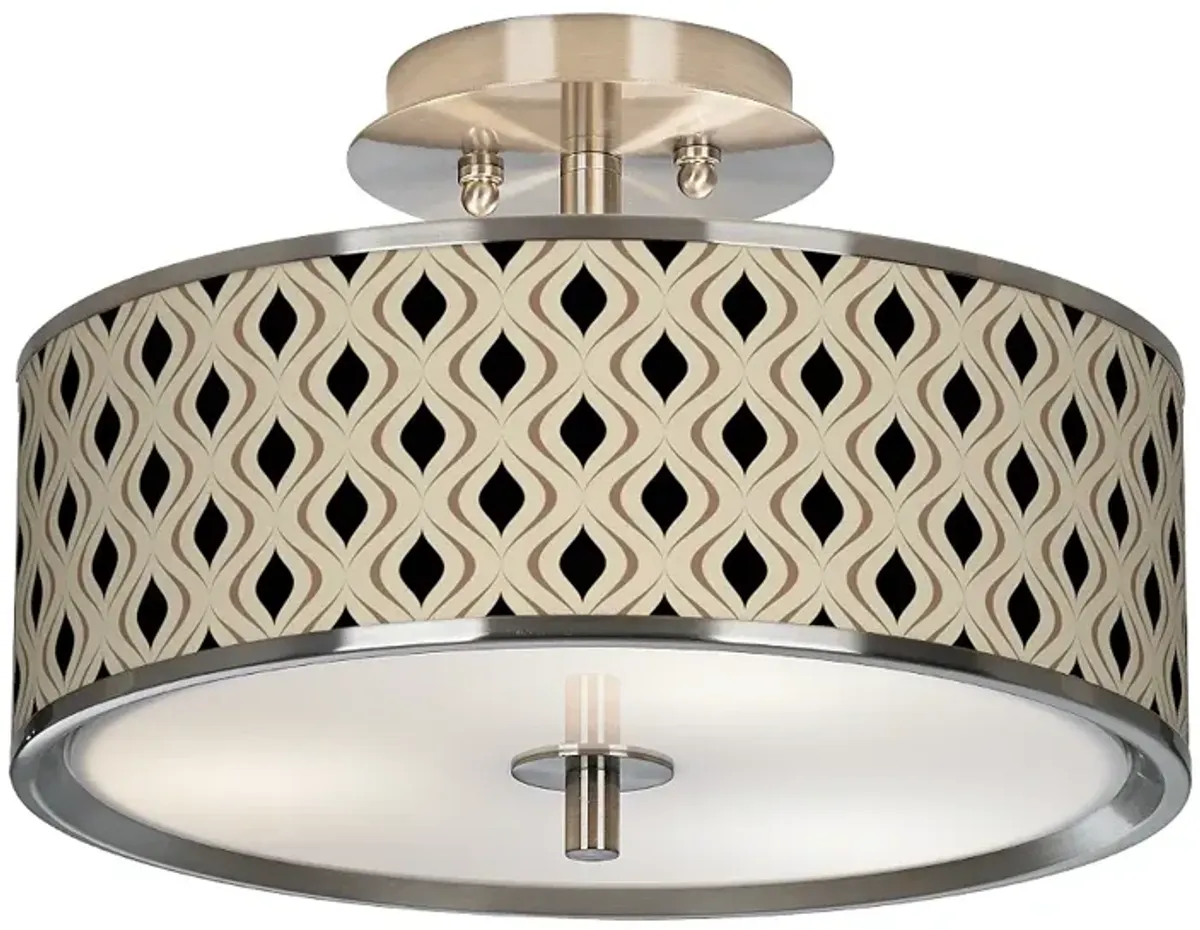 Gray Retro Lattice Giclee Glow 14" Wide Ceiling Light