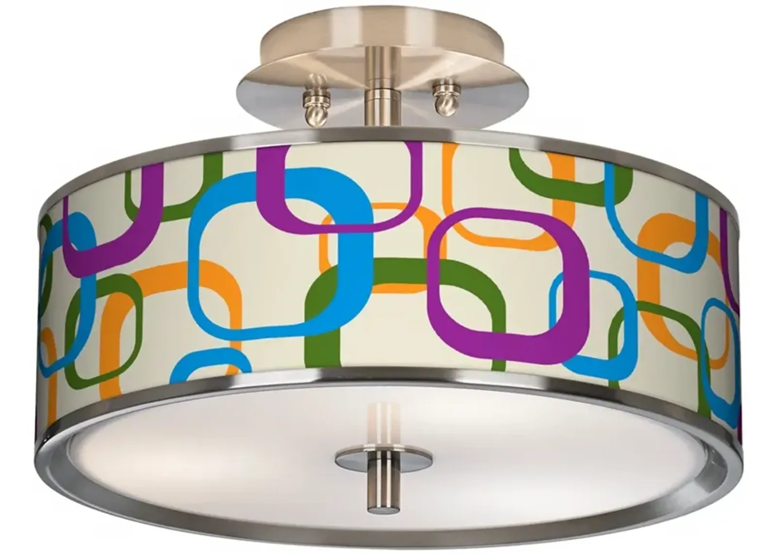 Retro Square Scramble Giclee Glow 14" Wide Ceiling Light