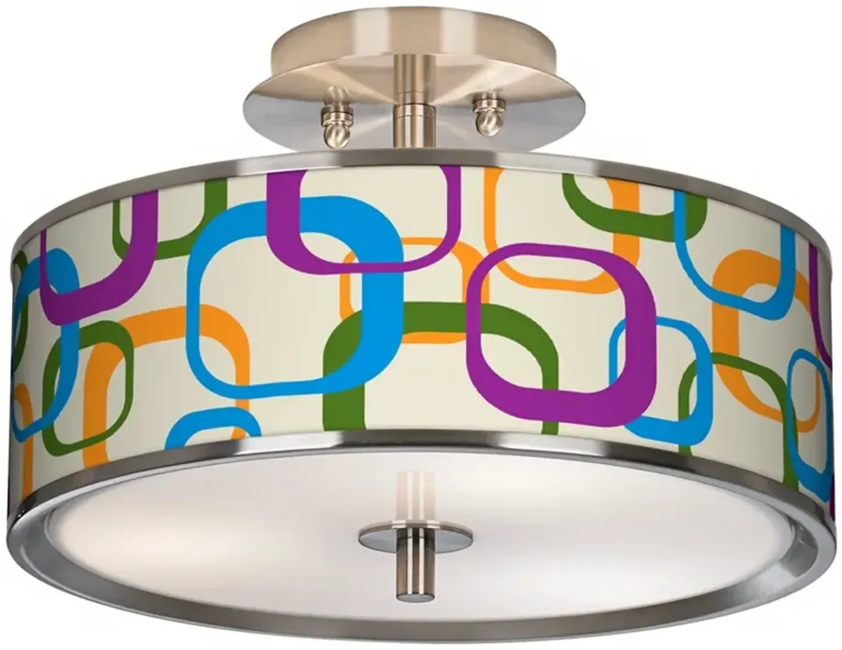 Retro Square Scramble Giclee Glow 14" Wide Ceiling Light