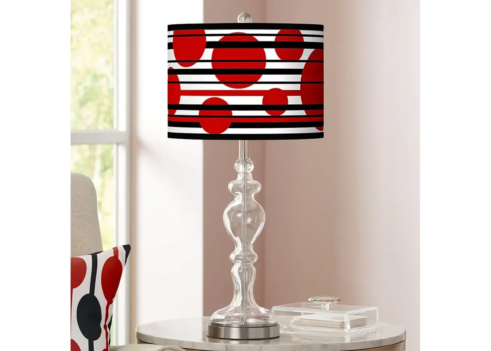 Giclee Glow Apothecary 28" Red Balls Shade Clear Glass Table Lamp