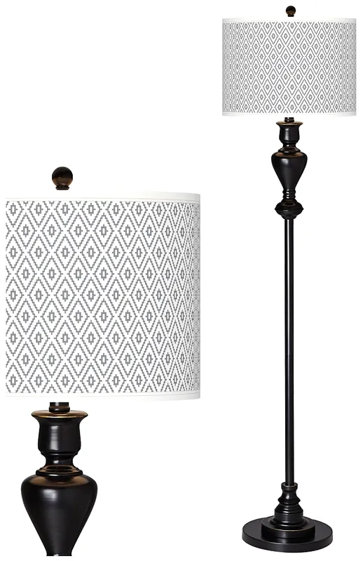 Diamonds Giclee Glow Black Bronze Floor Lamp