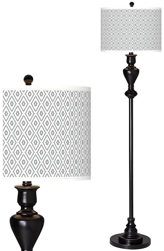 Diamonds Giclee Glow Black Bronze Floor Lamp