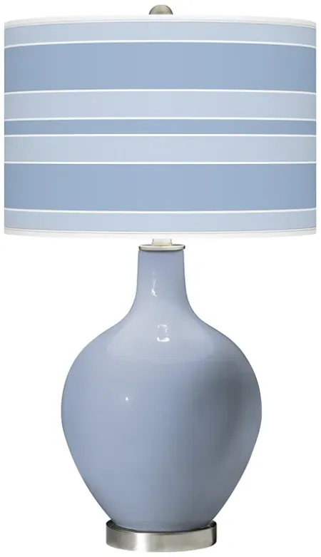 Color Plus Ovo 28 1/2" Bold Stripe Shade Blue Sky Table Lamp