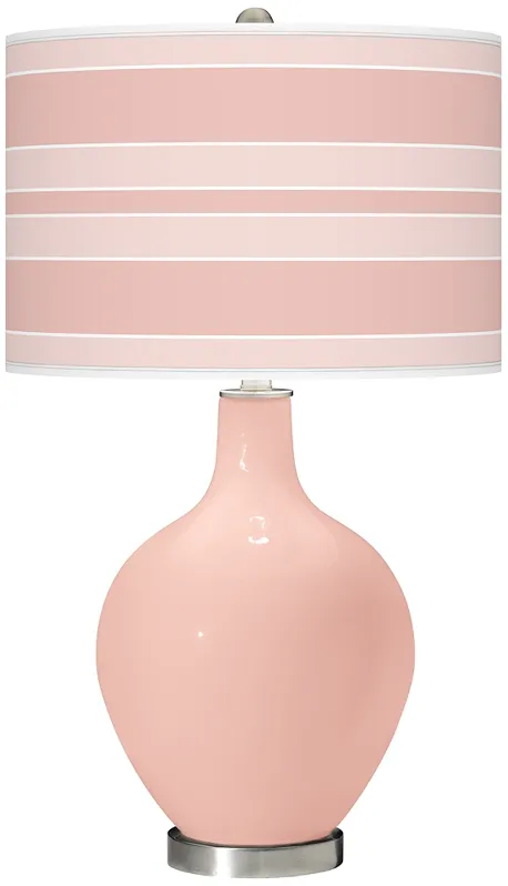 Rose Pink Bold Stripe Ovo Table Lamp