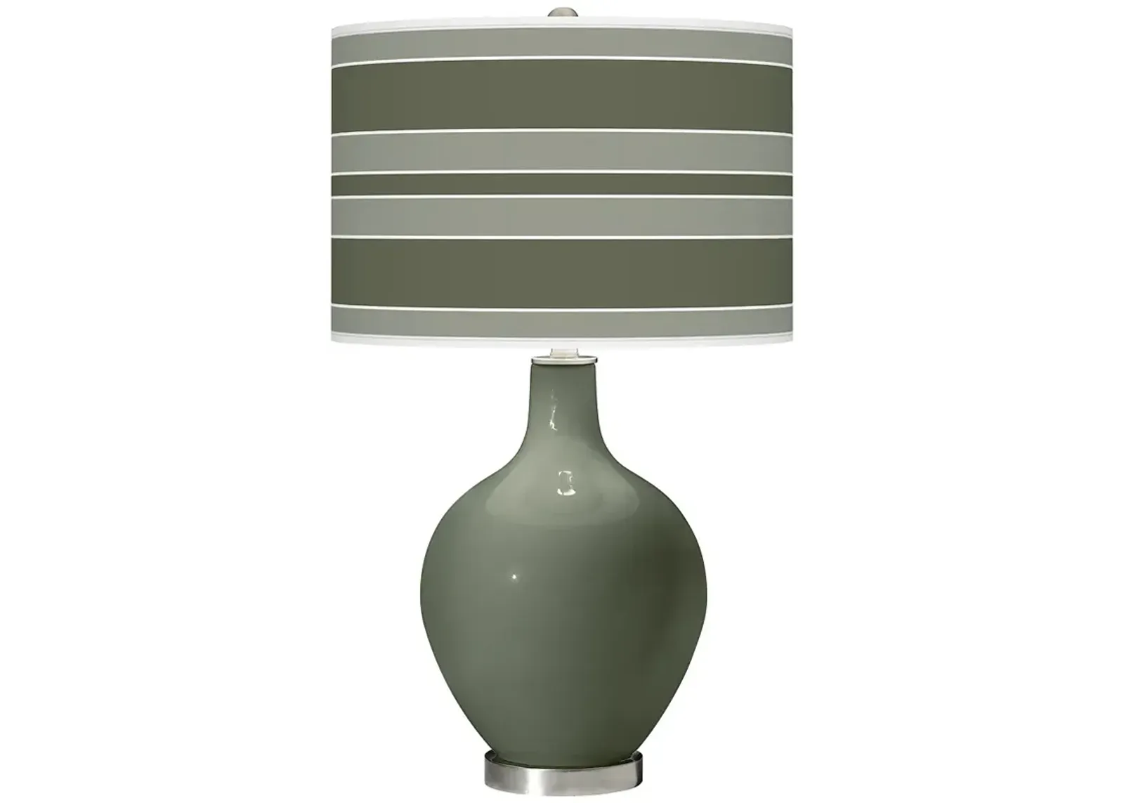 Color Plus Ovo 28 1/2" Bold Stripe Deep Lichen Green Table Lamp