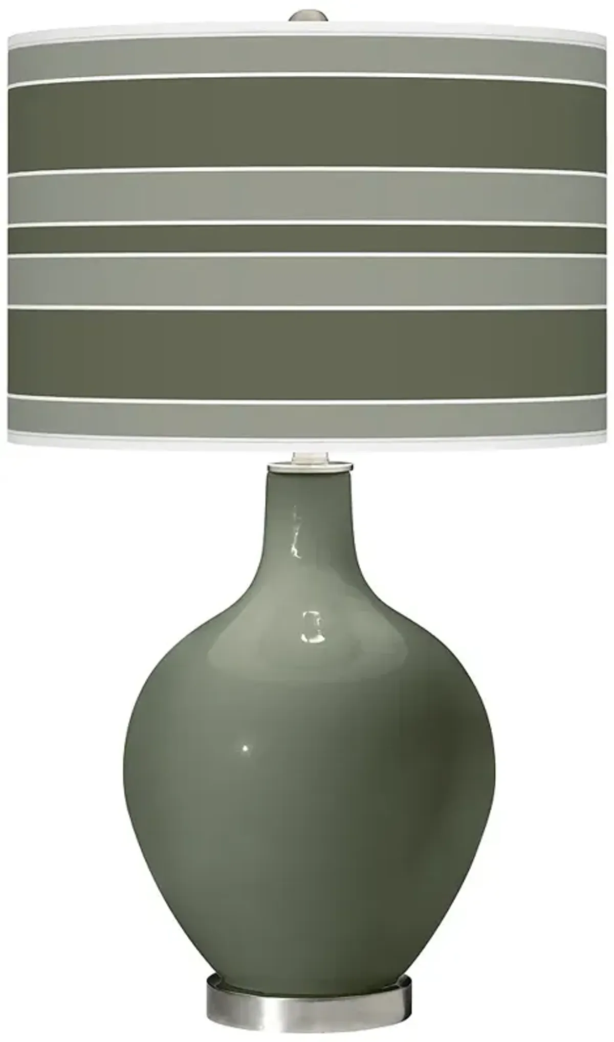 Color Plus Ovo 28 1/2" Bold Stripe Deep Lichen Green Table Lamp