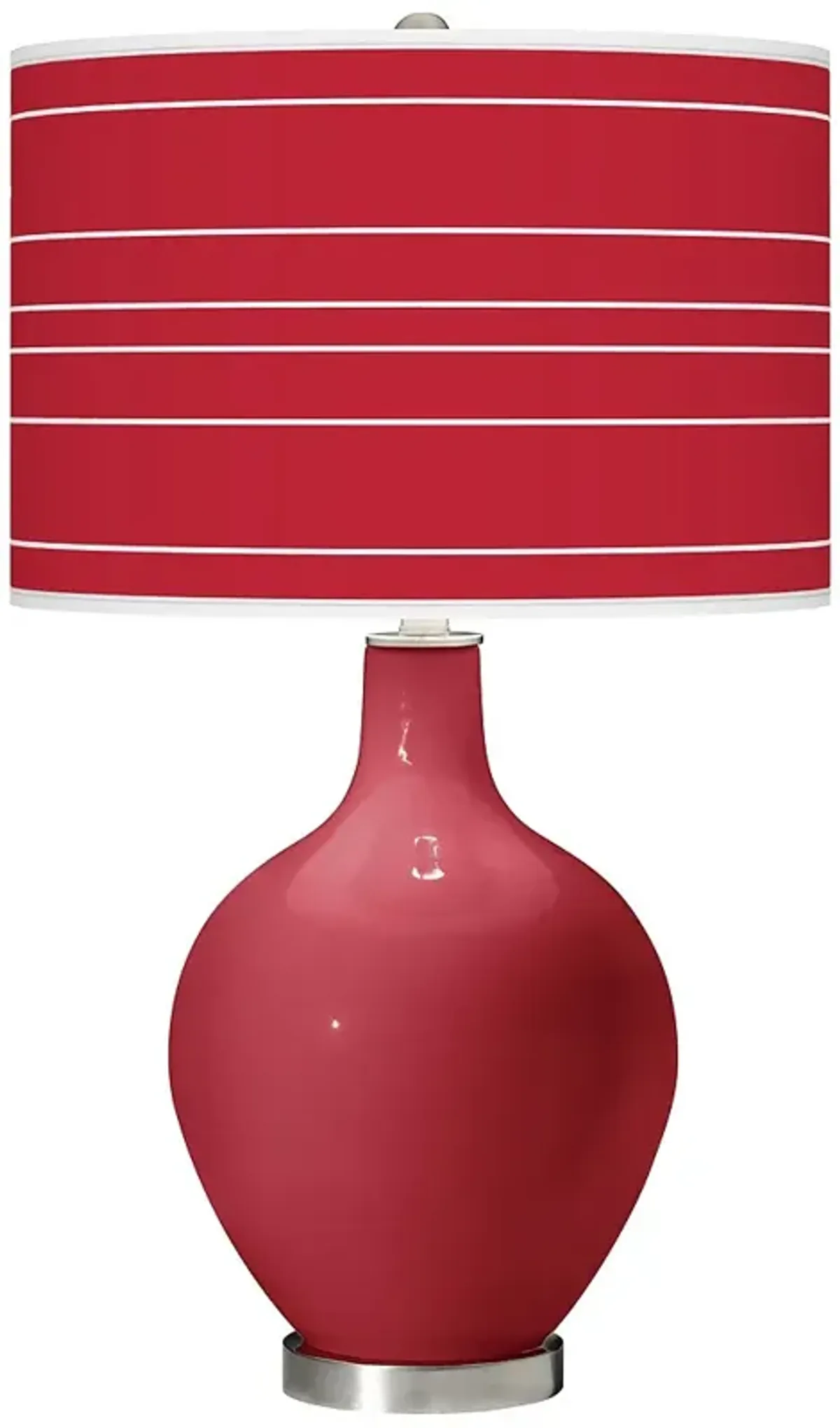 Color Plus Ova 28 1/2" Bold Stripe Shade with Samba Red Table Lamp