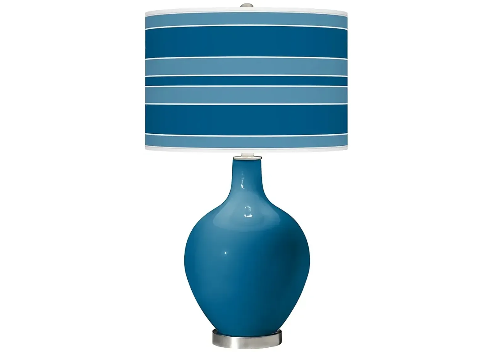 Color Plus Ovo 28 1/2" Bold Stripe Shade Mykonos Blue Table Lamp