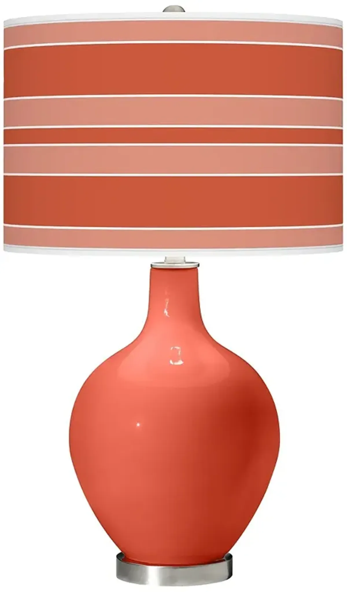 Color Plus Ovo 28 1/2" Bold Stripe Shade Koi Coral Orange Table Lamp