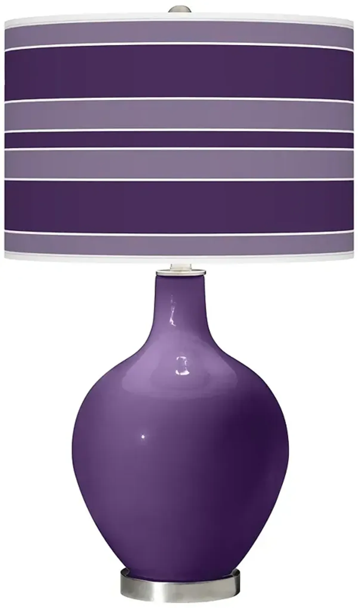 Color Plus Ovo 28 1/2" Bold Stripe Shade Acai Purple Table Lamp