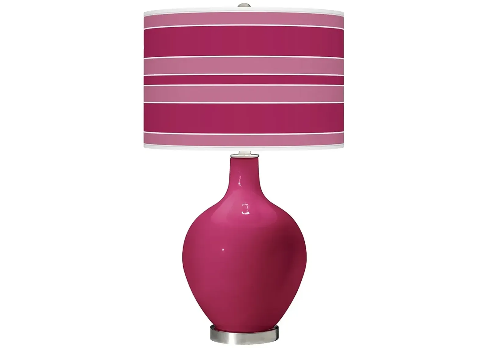 Color Plus Ovo 28 1/2" Bold Stripe Shade Vivacious Pink Table Lamp