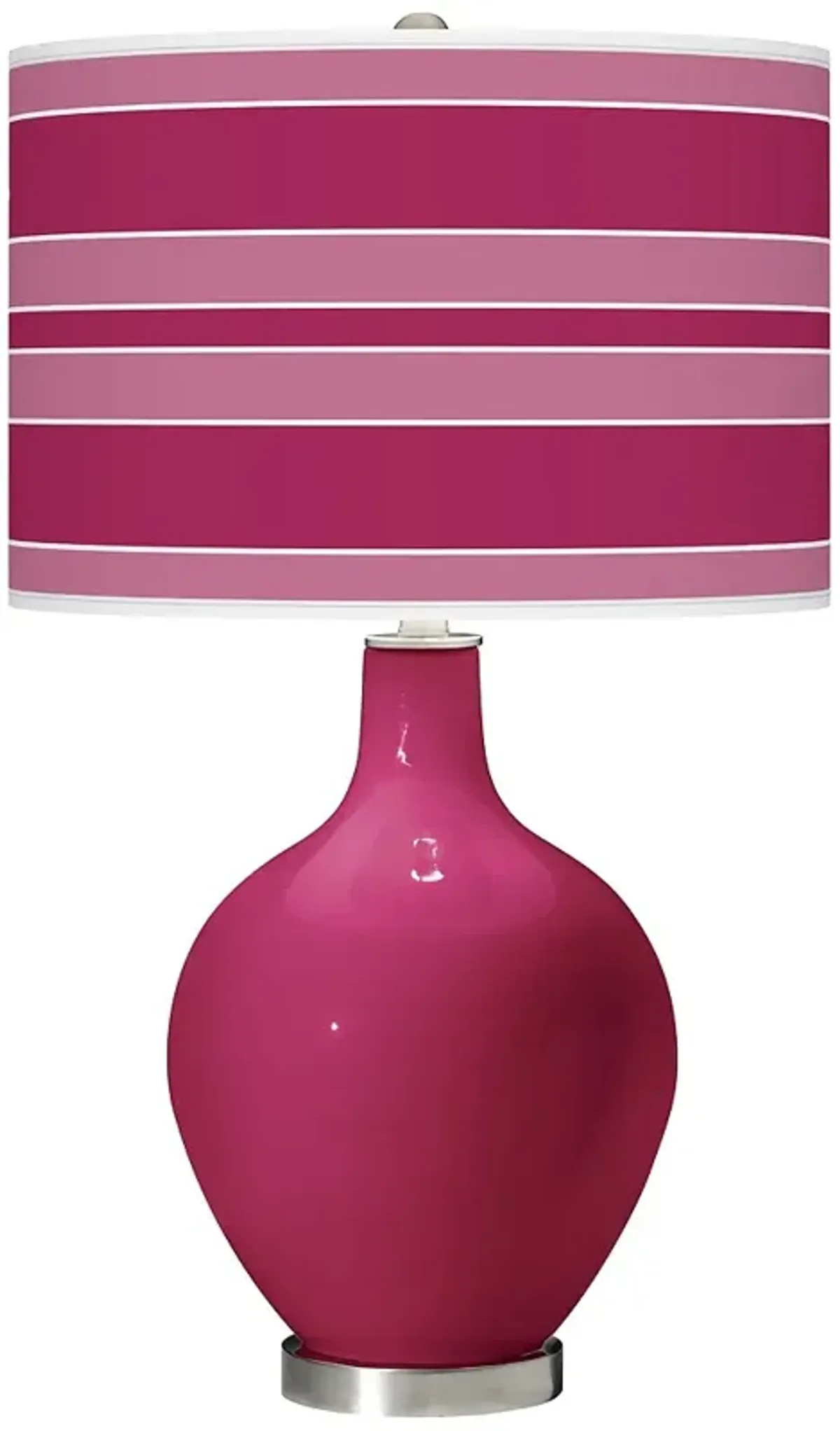 Color Plus Ovo 28 1/2" Bold Stripe Shade Vivacious Pink Table Lamp