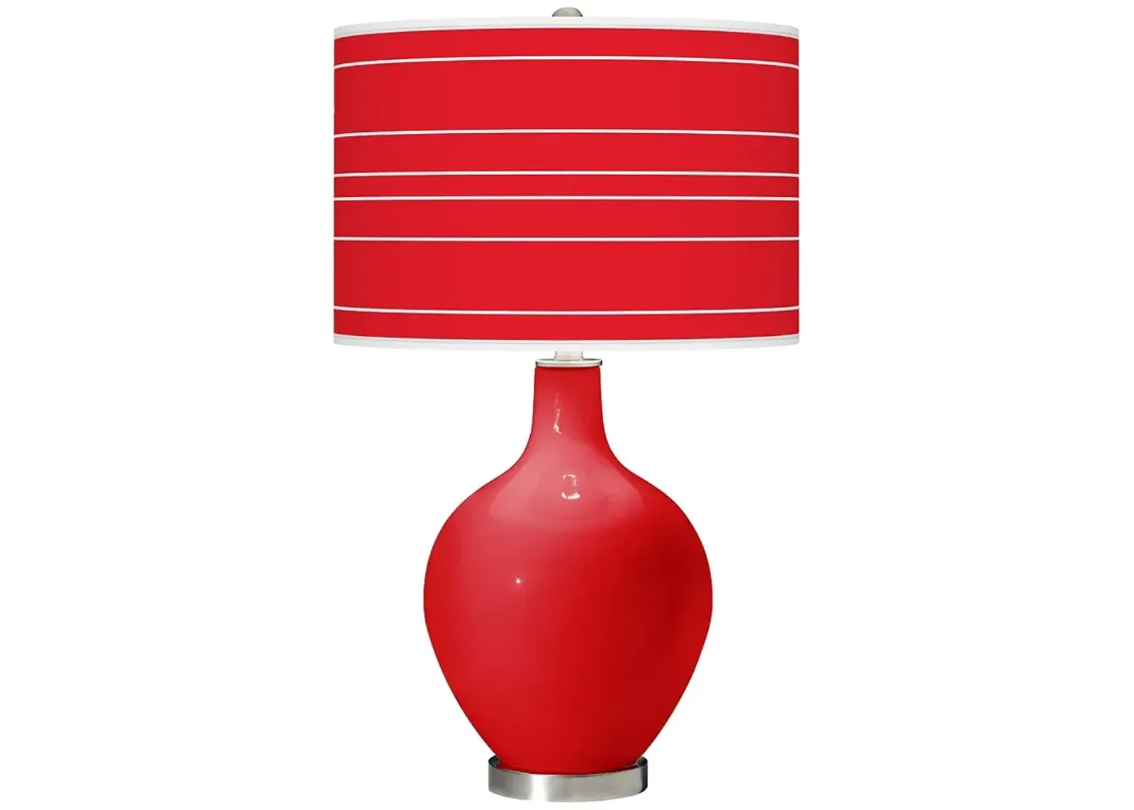 Color Plus Ovo 28 1/2" Bold Stripe Shade Bright Red Table Lamp