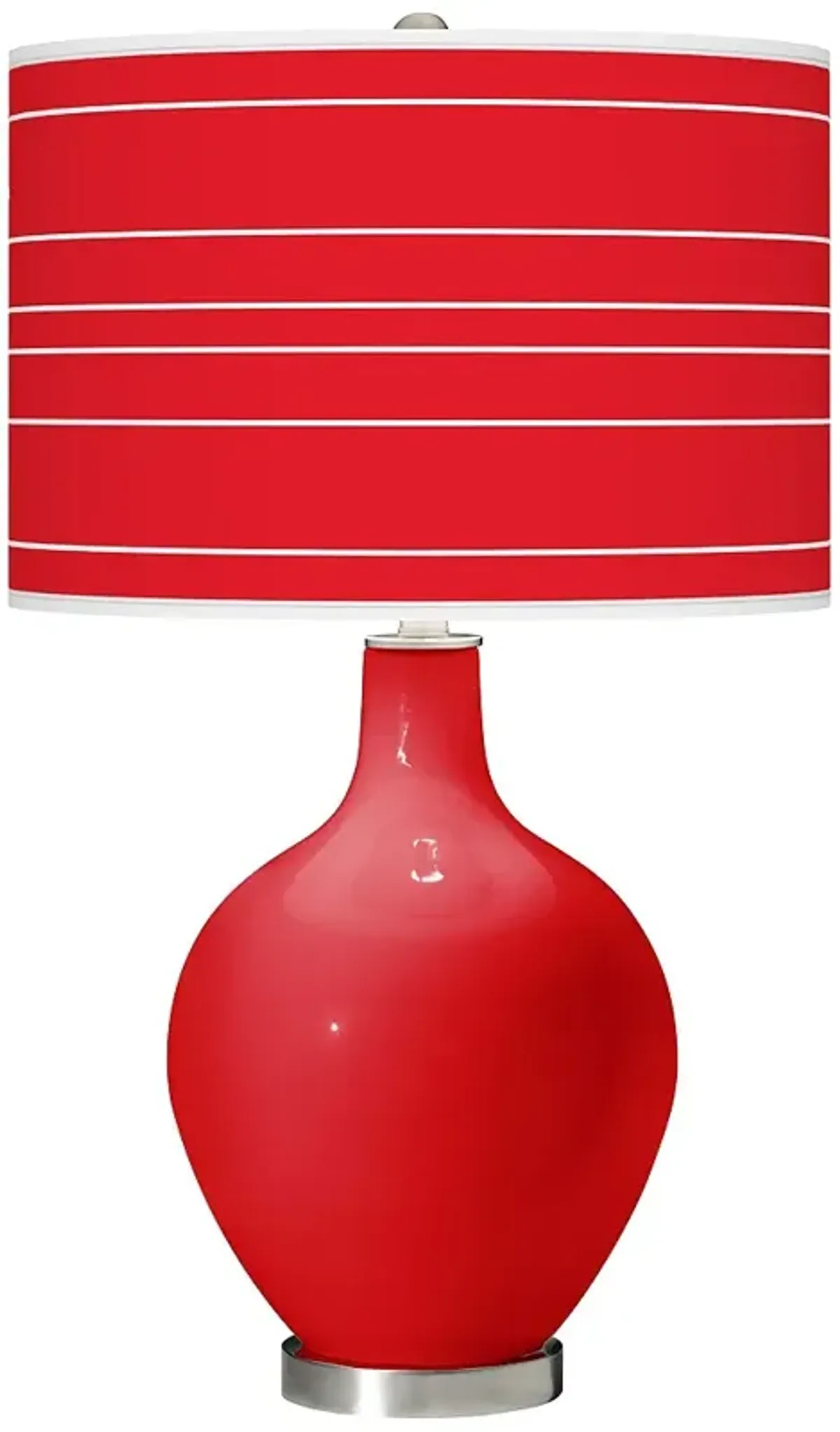 Color Plus Ovo 28 1/2" Bold Stripe Shade Bright Red Table Lamp