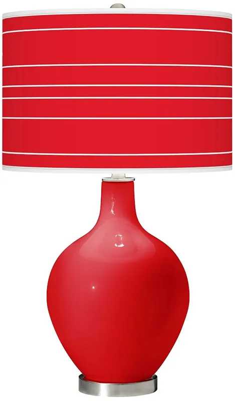 Bright Red Bold Stripe Ovo Table Lamp