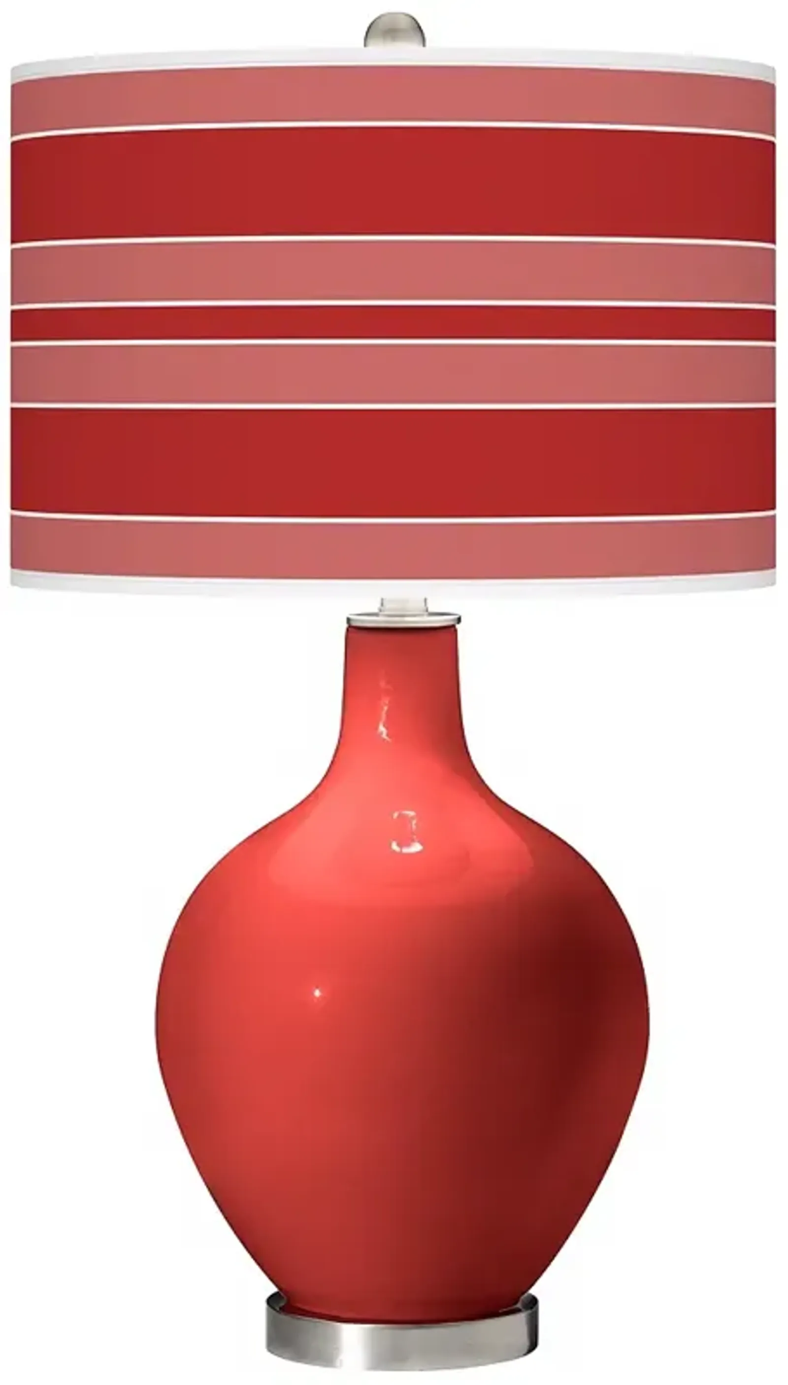 Color Plus Ovo 28 1/2" Bold Stripe Shade Cherry Tomato Red Table Lamp